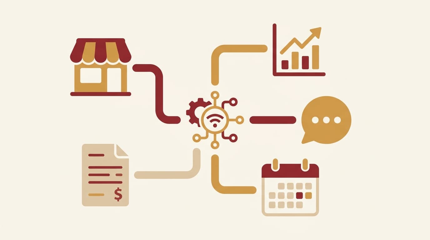 Illustration : un hub central qui connecte les outils d'une entreprise